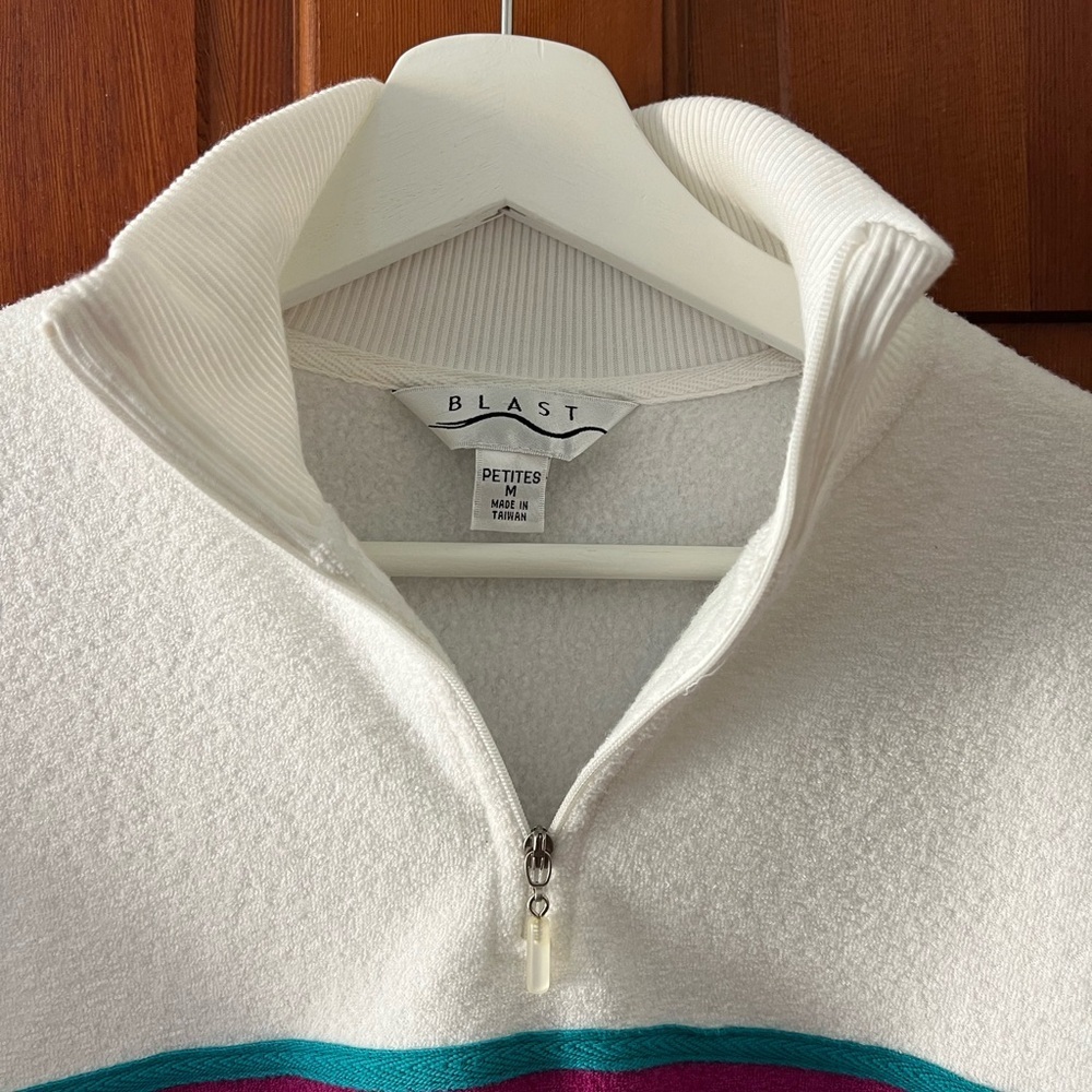 Vintage BLAST Colorblock Quarter Zip Fleece Pullover Petite M 80s 90s Sweatshirt - Picture 11 of 12